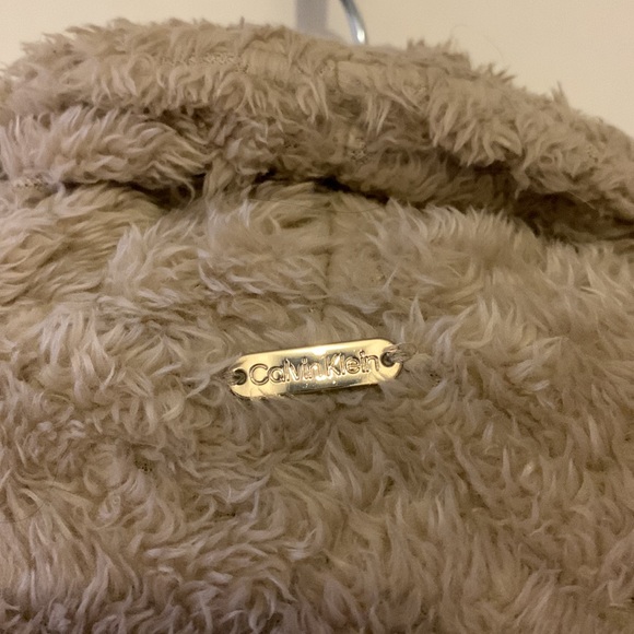 Calvin Klein cozy Khaki Tan fleece Teddy Jacket Coat - Picture 9 of 10